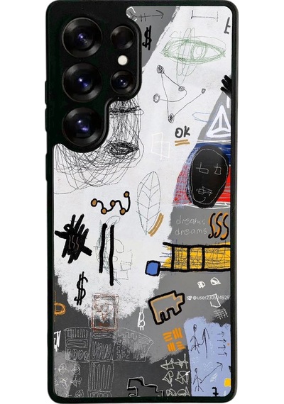 Samsung Uyumlu S25 Ultra Matematik Tahtası Tasarımlı Glossy Telefon Kılıfı Siyah