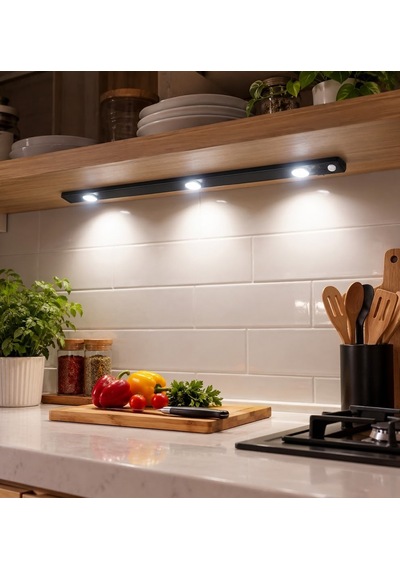 Dolap Raf İçi Mutfak Tezgah 3 Renkli Aydınlatma Hareket Sensörlü 40 Cm Led Şarjlı .