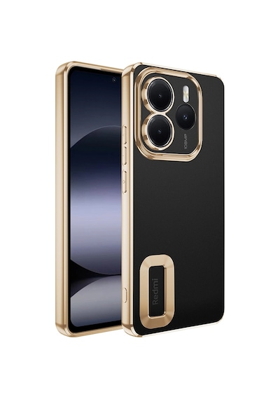 Xiaomi Redmi Note 14 5g Kılıf Kamera Korumalı Logo Gösteren Zore Omega Kapak Gold