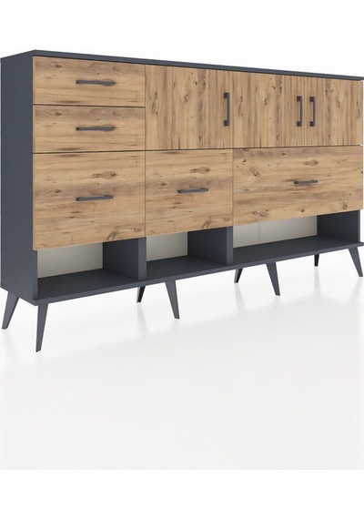 Arges Konsol 3 Raflı 5 Çekmeceli 3 Kapaklı 176x30x99 Antrasit-çam Atlas Çam - Antrasıt Arges Konsol 3 Raflı 5 Çekmeceli 3 Kapaklı 176x30x99 Antrasit-çam Atlas Çam - Antrasıt