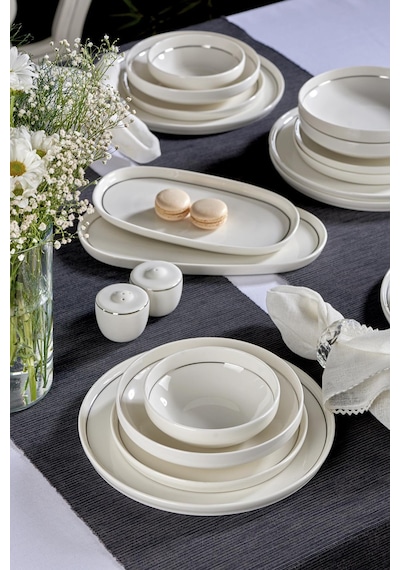 Neva N3456 Velvet Platin 28 Parça Yaldızlı Porselen Yemek Takımı