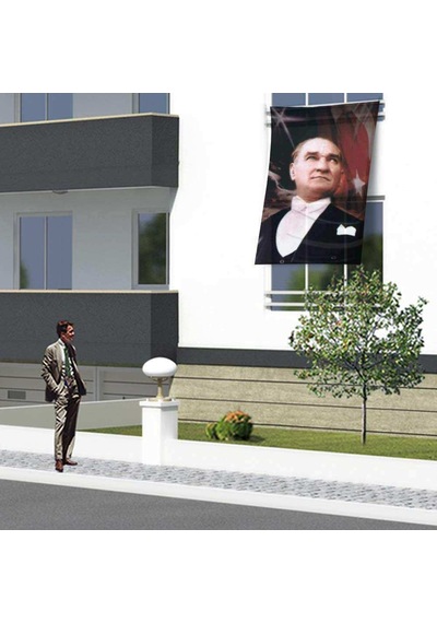 Ay-yıldız - Gazi Mustafa Kemal Atatürk Poster Cephe Bayrak -1,5x2,25 Metre 1
