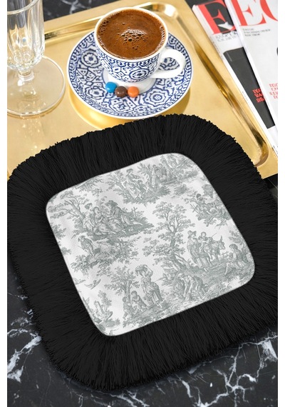 Toile Temalı Zarif Saçaklı Sunum Peçetesi-fransız Country Vintage Gri Siyah Bardak Altlığı Mendil Yosunlu Sütlü Bej Toile Temalı Zarif Saçaklı Sunum Peçetesi-fransız Country Vintage Gri Siyah Bardak Altlığı Mendil Yosunlu Sütlü Bej