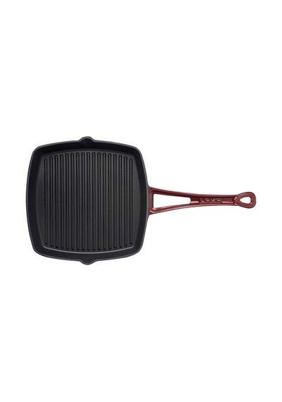 Döküm Kare Izgara Tava Döküm Demir Yekpare Saplı 26x26 Bordo Diğer