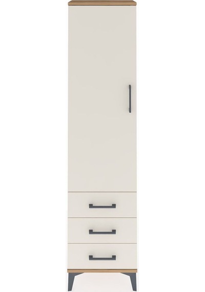 Arges Dolap Tek Raflı 3 Çekmeceli Tek Askılı 44x30x182 Çam-ay... Çam