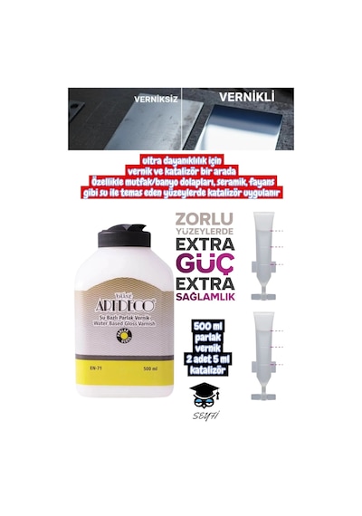 500 Ml Parlak Vernik 2 Adet 5 Ml Katalizör Islak Zemin Vb Zor Tutunan Yüzeylerde Ekstra Dayanıklılık