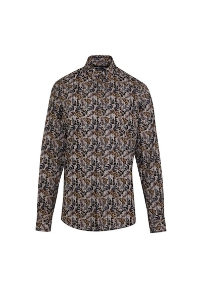 Hatemoğlu Kahverengi Modern Fit %100 Pamuk Desenli Gömlek Kahve Kahverengi
