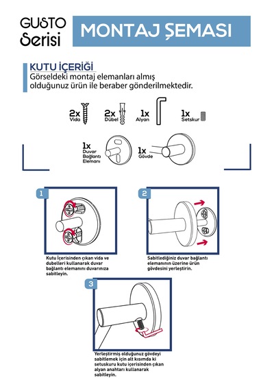 Gusto Paslanmaz Yuvarlak Havluluk Gümüş