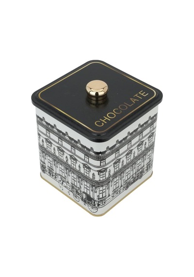 -er023-1j City Chocolate Desenli Kare Metal Saklama Kabı 12x12 Cm City Chocolate