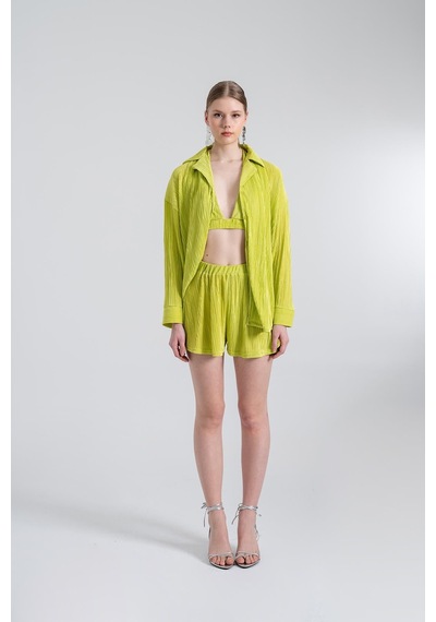 Holly Lolly Oversize Düğme Kapamalı Comfy Oversize Gömlek Yeşil