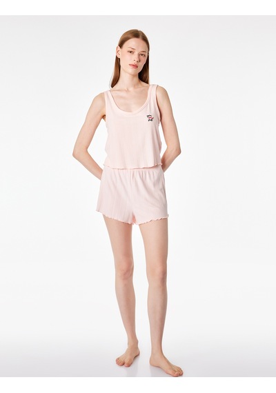 Koton Modal Kumaş Rahat Kalıp Askılı Şortlu Pijama Takımı Pembe 6slk40157mk