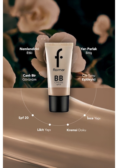 Flormar Doğal Bitişli SPF20 BB Krem - Bb Cream - 003 Light - 8690604535408