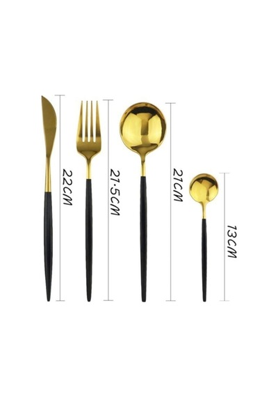 36 Parça Siyah Gold Çatal  Kaşık Bıçak Seti