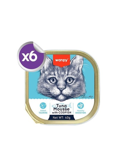 Wanpy Alutray Pouch Ton Balıklı Ve Morina Balıklı Pate Yetişkin Kedi Konservesi 6x40 Gr