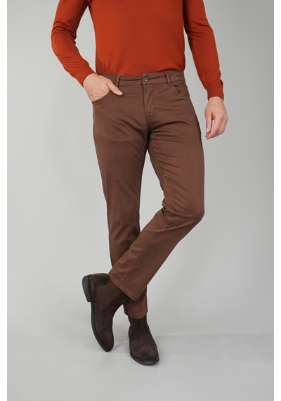 Bisse Erkek Kahve Chino Pamuklu 5 Cepli Spor Pantolon Pns25y25103 D11 Kahverengi