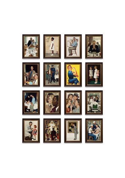 Norman Rockwell Tabloları 16'lı Sticker Seti Laptop Defter Ajanda Etiketi Çok Renkli