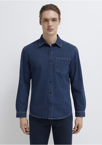 Mavi - Eric Mavi Edition Puslu İndigo Mavisi Jean Gömlek 0211504-91348 Koyu Mavi