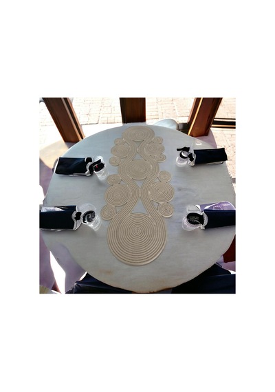 Jüt, Hasır,sarmal Model, Dekoratif Masa Örtüsü, Runner 40x110 Cm, Sehpa Örtüsü, Bohem Tarzı Bej Bej