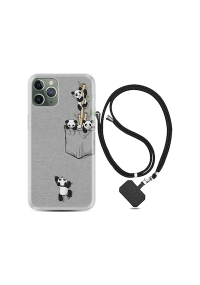 Apple Uyumlu iPhone 13 Pro Max Kılıf Boyun Askılı Pandalar 1798