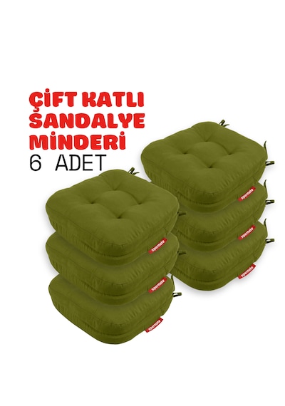 Xpermate 6'lı Çift Kat Sandalye Minderi 42x42x8 Yeşil