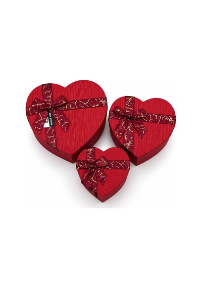 3pcs Çizgili Mix Renkli - Kabartma Desen Karton Hediye Kutusu Kurdelalı 22x20-19x17-16x14cm 5705 Çok Renkli