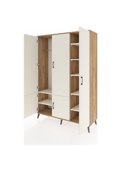 Hyperion Dolap 7 Raflı 5 Kapaklı Tek Askılı 132x44x195 Çam-ay... Çam