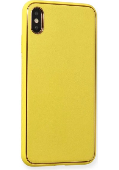 Newface Apple Uyumlu İphone Xs Max Kılıf Coco Deri Silikon Kapak - Sarı