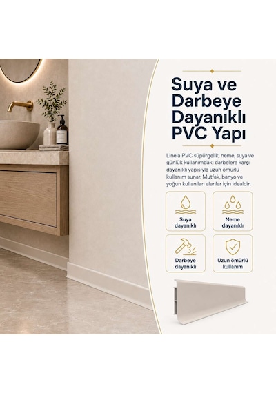 Linela Suya Dayanıklı Pvc Süpürgelik 8 Cm -kaşmir - Lnl416