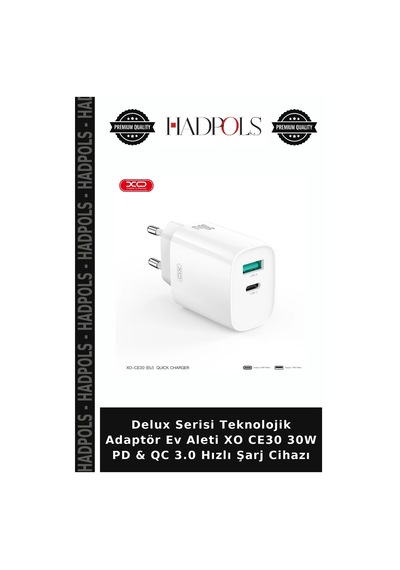 Delux Serisi Teknolojik Adaptör Ev Aleti Xo Ce30 30w Pd & Qc 3.0 Hızlı Şarj Cihazı