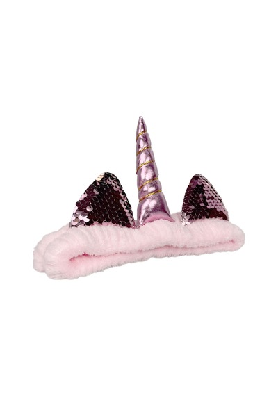 Unicorn Peluş Bandana Makyaj Saç Bandı Açık Pembe Pembe Boynuzlu Pembe