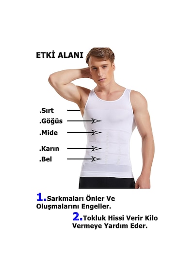Young Fit Erkek Göbek Sıkılaştırıcı Beyaz Korse Atlet Beyaz