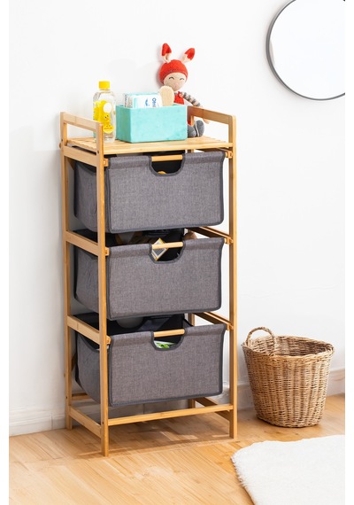 Porsima 2059 3 Katlı Ahşap Çok Amaçlı Çekmeceli Organizer Dolap