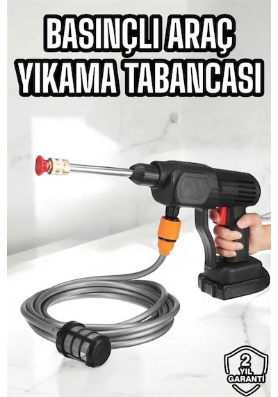 Yeni Nesil Araç Yıkama Şarjlı Tabancası Basınçlı Su Hazneli Renkli