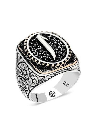 Gümüş Elif Oval Erkek Yüzük - 555892393