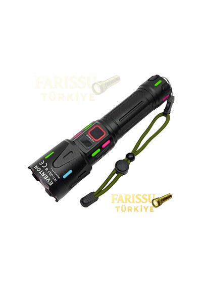 Avantajlı Paket Rt-063 B 60w 6000 Lümen Beyaz Lazer Fener - Yedek Pil Setli Siyah