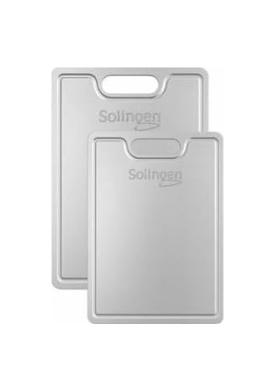 Solingen Paslanmaz Çelik Kesim Panosu, Gümüş, 2'li Set, 230x340mm Ve 200x300mm