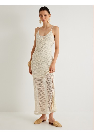 Koton Koton X Melis Ağazat - Uzun Kroşe Elbise Astarlı İnce Askılı Fileli Kırık Beyaz 4sak80513ek Ekru Koton Koton X Melis Ağazat - Uzun Kroşe Elbise Astarlı İnce Askılı Fileli Kırık Beyaz 4sak80513ek Ekru