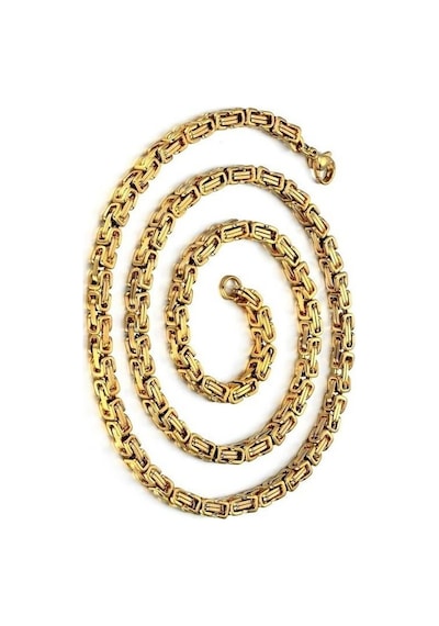 Takı Dükkanı Sarı Gold Renk Erkek Çelik Kral Zincir Kolye Ck11 Altın
