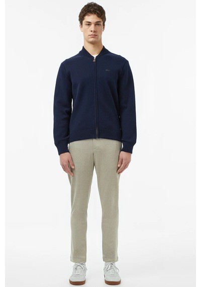 Lacoste Erkek Classic Fit Fermuarlı Kolej Yaka Pamuklu Yünlü Kalın Hırka Lacivert