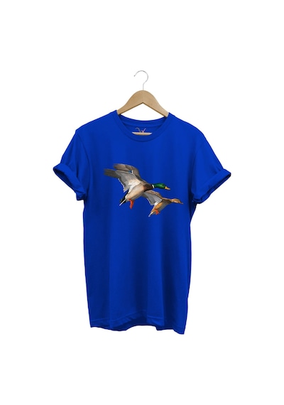 Avcılık Hunting Ördek Avı Baskılı %100 Pamuk Regular Fit T-shirt Mavi