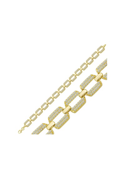 Gümüş Gold Zirkon Taşlı Kadın Bileklik T6996 Gold