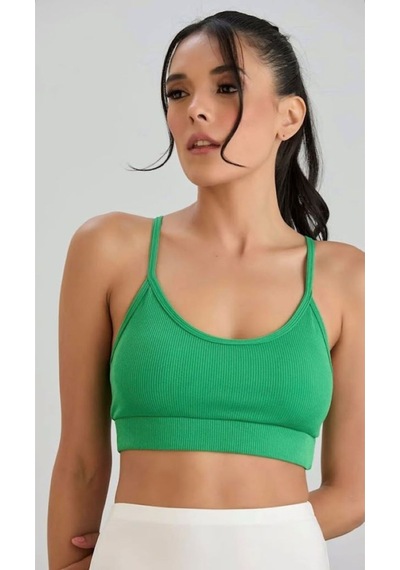 İp Askılı Kaşkorse Crop Bluz - S504780 Yeşil