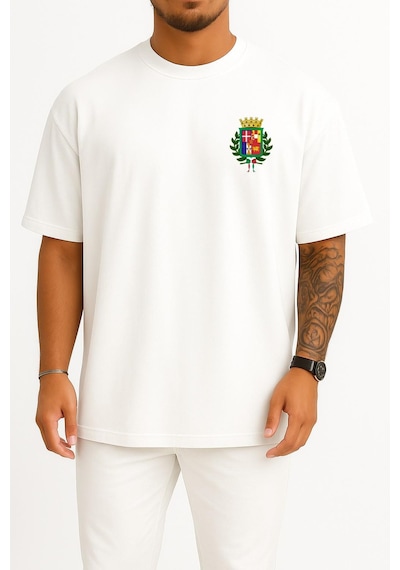 Bahriyeli Collection Oversize Tree Symbol, Logo, Recreation, Spanish Navy, Italian Navy, Area Cep Tasarımlı Unisex T-shirt Beyaz