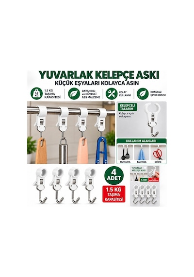 Sn-38120 Yuvarlak Kelepçe Askı 65x11.5x15.5mm 4 Lü Paket