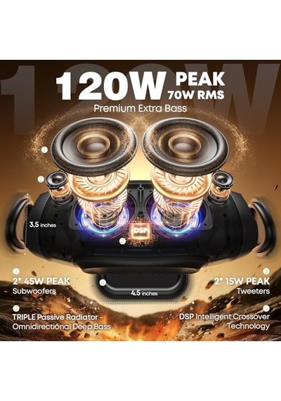 Subwoofer İle Taşınabilir Loud Bluetooth Hoparlör 70w Taşınabilir Açık Hoparlörler Bluetooth Kablosuz Su Geçirm