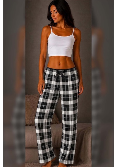 Made By Me Pamuklu Modal Compact Premium Pijama Altı Siyah - Beyaz