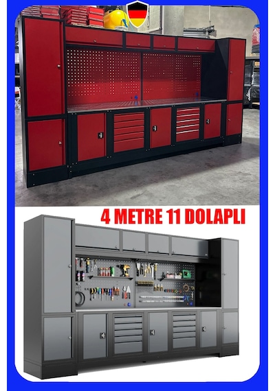 Staxx Power Staxx Stx411mt 4mt 11dolaplı Modüler Takım Tezgahı Endüstriyel Atölye Çalışma İstasyonu Çalışma