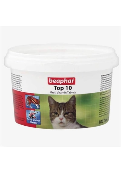 Beaphar Top 10 Cat Kediler için Komple Vitamin Tableti 180'li Beaphar Top 10 Cat Kediler için Komple Vitamin Tableti 180'li