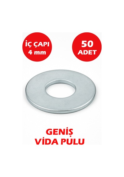 4 Mm Delikli Geniş Pul 50 Adet 1