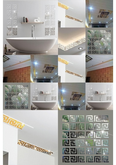 Dekor Süs Labırent 20X Adet Pleksi Dekoratif Bordür Ayna 10X10Cm